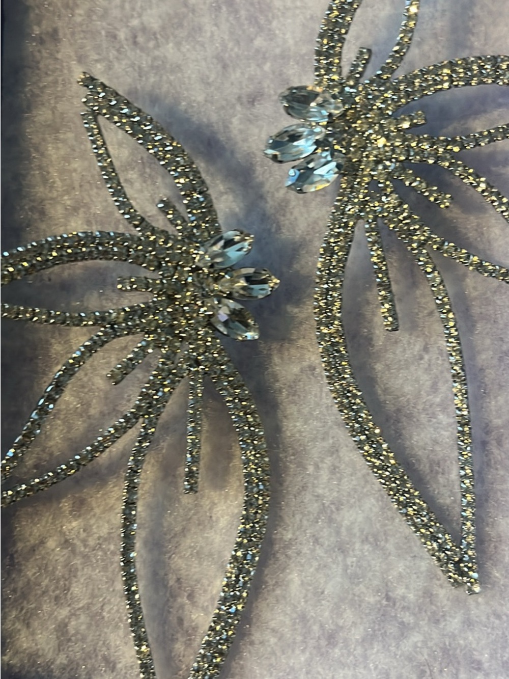 Silver Crystal Floral Statement Drop Earrings